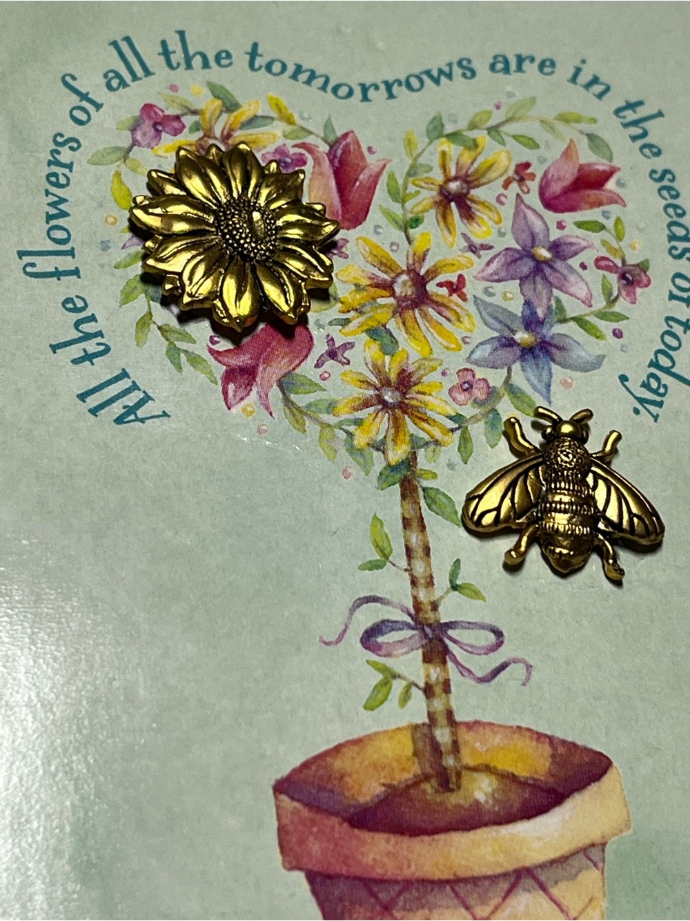 Gold Bee & Sunflower Decorative Pin Set